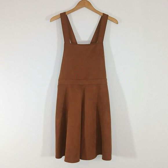 Agnes Orinda Dresses & Skirts - Agnes Orinda Faux Suede Pinafore Overall Dress 2X Brown Cross Back NWT Plus